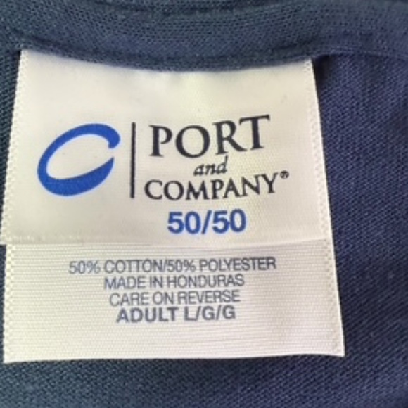 NWOT C Port & Co Navy Chest Pocket Round Neck Men's Short Sleeve Tee-shirt Sz L - Picture 7 of 8